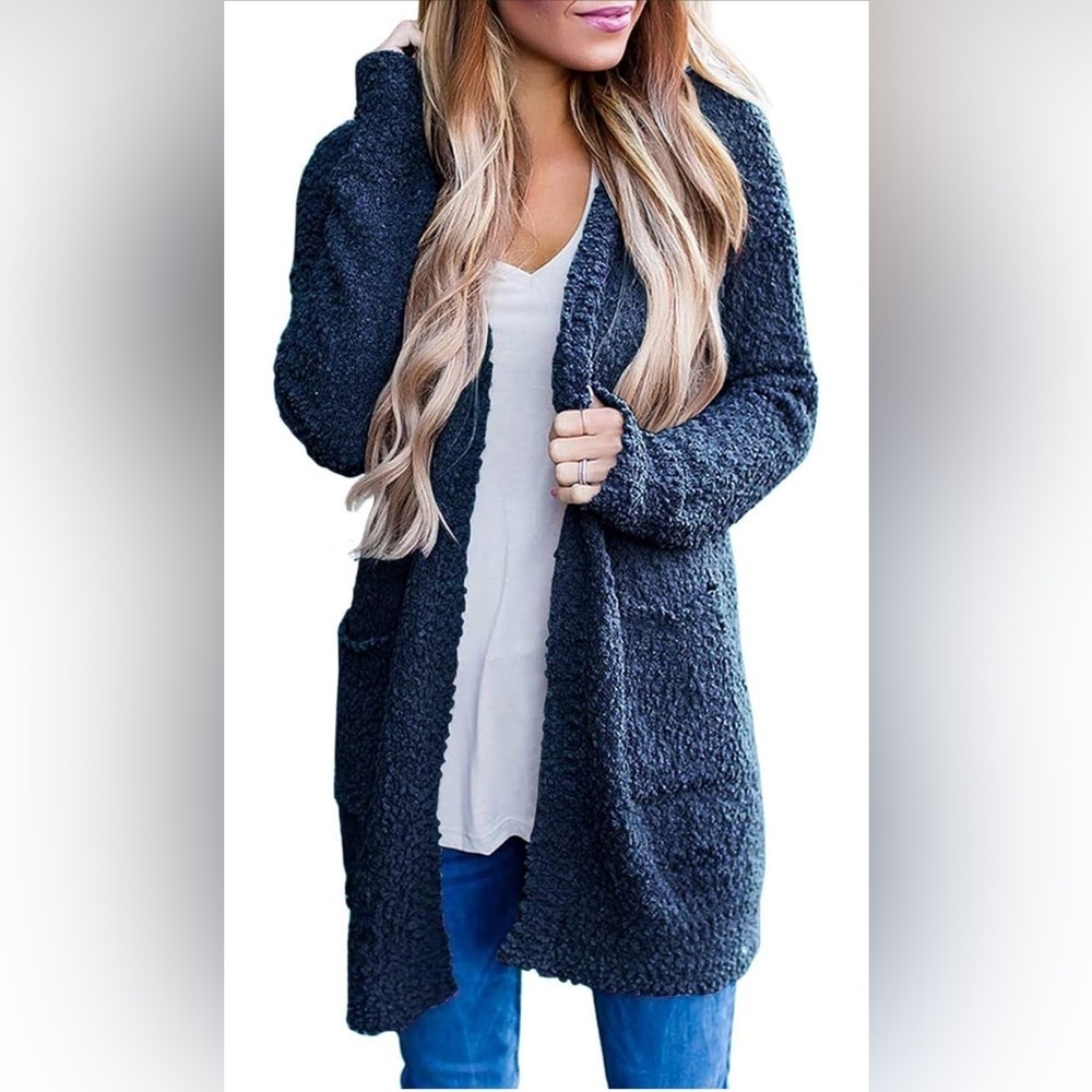 EUC MEROKEETY Women's Long Sleeve Soft Chunky Knit Sweater Open Front Cardigan